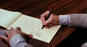 Larry Cohen painstakingly storyboards his masterpiece.
