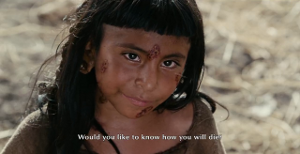 When a creepy, leper child asks, "Would you like to know how you'll die?" you say, "NO!"