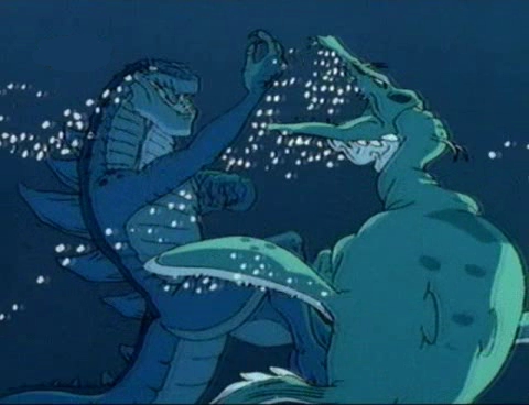 "Oh, hi, Godzilla!" "Oh, hi, Godzilla!"